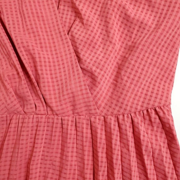 Gal Meets Glam Women Angelica Pleated Midi Dress 14 Pink Faux Wrap Shoulder Ties - Picture 7 of 11
